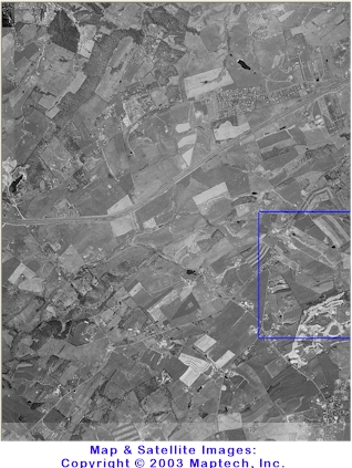 Overhead satellite image of the Riner and Christiansburg areas, Virginia. Maps Copyright 2003 by MapTech, Inc.