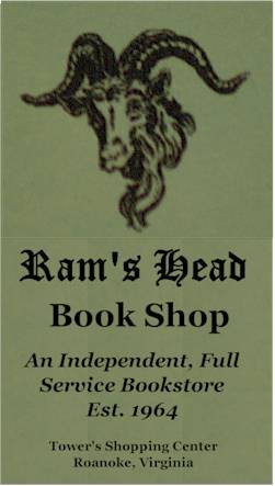 Ram's Head Book Shop, 2137 Colonial Avenue<br>Towers Shopping Center, Roanoke, Virginia 24015, 540-344-1237